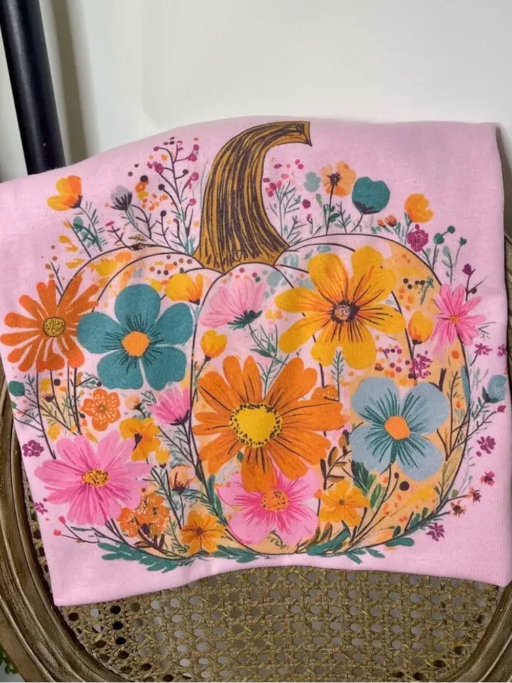 Wildflower pumpkin fall Halloween western boho washed graphic tunic top shirt